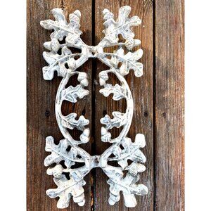 Vintage White Metal Oak Leaf  Rustic Acorn Wall Decor